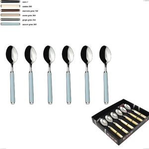 Confezione vetrina 6 pezzi cucchiaino caffe linea gres, acciaio 18/10 aisi 304 manici in acrilico
