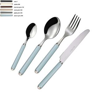 Set Posate colorate 4 pezzi LINEA GRES 1 Coltello 1 Forchetta 1 Cucchiaio 1 Cucchiano caffe in acciaio 1810- posate