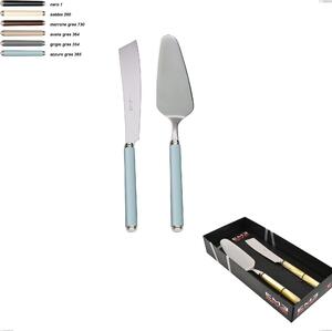 Confezione vetrina 2 pezzi,paletta pi� coltello dolce da servizio linea gres, acciaio 18/10 aisi 304 manici in acrilico