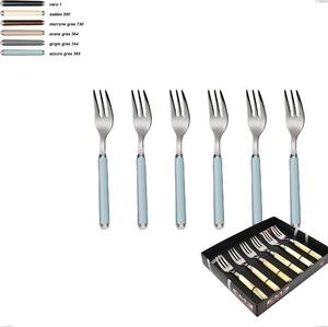 Confezione vetrina 6 pezzi forchette dolce linea gres, acciaio 18/10 aisi 304 manici in acrilico