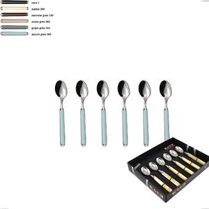 Confezione vetrina 6 pezzi cucchiaino moka linea gres, acciaio 18/10 aisi 304 manici in acrilico