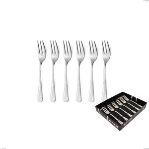 Confezione vetrina 6 pezzi forchettine dolce loira, Acciaio inox Aisi 304 lucido, spessore 2 mm, design Classico