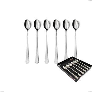 Confezione vetrina 6 pezzi cucchiaini bibita loira, Acciaio inox Aisi 304 lucido, spessore 2 mm, design Classico