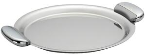 Vassoio Rotondo JOINT EME 30 cm in acciaio inox lucido con coperchio inox manicatura in metallo pressofuso finitura lucida e sabbiata