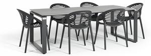 Set da pranzo da giardino per 6 persone con sedia Joanna nera e tavolo Strong, 210 x 100 cm Strong & Joanna - Bonami Selection