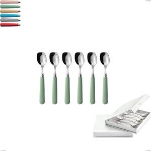 Confezione a libro 6 pezzi cucchiaini gelato macarons, Acciaio inox 18.10 manici in acrilico inox lucido