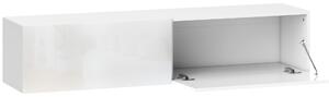 HOMCOM Mobile TV Sospeso per Televisori da 45"-55"-65" con 2 Armadietti e Ante a Ribalta, 140x33x29.8 cm, Bianco | Aosom Italy