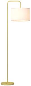 HOMCOM Lampada da Terra Moderna con Paralume in Lino Sintetico Lampada da Lettura per Soggiorno 64x38x163,5 cm Bianco e Dorato | Aosom Italy
