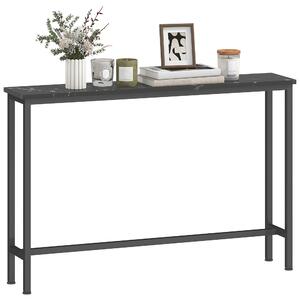 HOMCOM Console Ingresso Stretta con Superficie Effetto Marmo e Telaio in Metallo 100x20x66 cm Nero | Aosom Italy