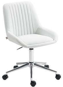 HOMCOM Mobiletto da ufficio su ruote in legno con 5 cassetti, maniglie incassate, 50 x 40 x 74,5 cm, bianco | Aosom Italy
