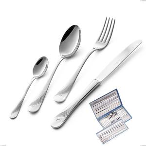 Servizio di posate 75 pezzi in astuccio regalo Milano Inciso , 18/10 (AISI304) acciaio inox Lucido , spessore 2,5 mm