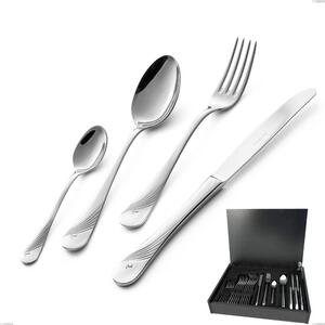 Servizio di posate 24 pezzi in astuccio di legno Milano Inciso , 18/10 (AISI304) acciaio inox Lucido , spessore 2,5 mm
