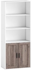 HOMCOM Libreria con Mensole Aperte e Armadio con Ante, 60x30x149,5 cm, Bianco e Marrone | Aosom Italy
