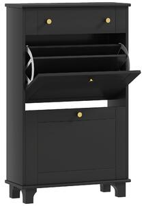 HOMCOM Scarpiera Slim con cassetti a ribalta e scaffale regolabile, 60 x 23,5 x 98,5 cm, nero | Aosom Italy