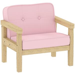 AIYAPLAY Poltrona per Bambini con Tessuto Morbido di Velluto e Struttura in Legno Seduta e Schienale Imbottiti 46,5x44x45 cm Rosa | Aosom Italy