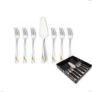 Confezione vetrina 7 pezzi dolce Milano Inciso Oro , 18/10 (AISI304) finitura inox lucido e oro, spessore 2,5 mm
