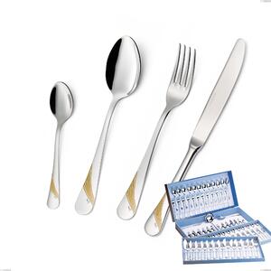 Servizio di posate 113 pezzi in astuccio regalo Milano Inciso Oro , 18/10 (AISI304) finitura inox lucido e oro, spessore 2,5 mm