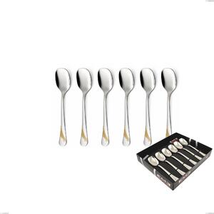 Confezione vetrina 6 pezzi gelato Milano Inciso Oro , 18/10 (AISI304) finitura inox lucido e oro, spessore 2,5 mm