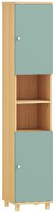 HOMCOM Mobiletto da bagno con 2 ante e 2 scomparti aperti, ripiani regolabili, 30 x 30 x 166 cm, Verde | Aosom Italy