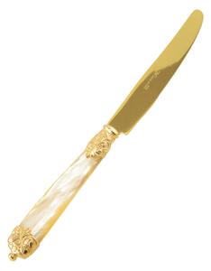 Coltello da tavola Mirage in Ghiere oro Tin Gold 18.10 (AISI 304) manico perlato doppia ghiera lavabili in lavastoviglie Avorio Perlato