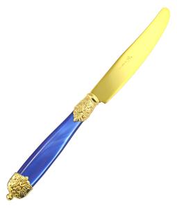 Coltello da tavola Mirage in Ghiere oro Tin Gold 18.10 (AISI 304) manico perlato doppia ghiera lavabili in lavastoviglie Blu Perlato