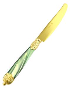 Coltello da tavola Mirage in Ghiere oro Tin Gold 18.10 (AISI 304) manico perlato doppia ghiera lavabili in lavastoviglie Verde Perlato