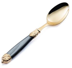 Cucchiaio da Tavola Mirage in Ghiere oro Tin Gold 18.10 (AISI 304) manico perlato doppia ghiera lavabili in lavastoviglie Nero Perlato