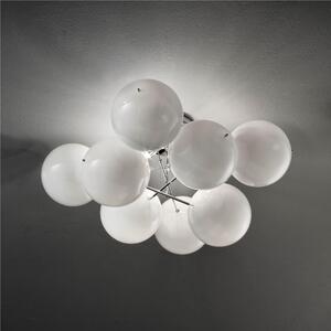 Applique con struttura in metallo e sfere di cristallo Modello ATOM Dimensioni � 55 x H 28 cm con 8 sfere � 10 cm Max 40 Watt 1,65 kg sfere in cristallo BIANCO