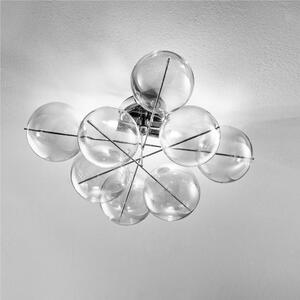 Applique con struttura in metallo e sfere di cristallo Modello ATOM Dimensioni � 55 x H 28 cm con 8 sfere � 10 cm Max 40 Watt 1,65 kg sfere in cristallo TRASPARENTE