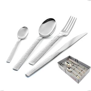 Confezione vetrina 16 pezzi Marte, Acciaio inox 18/10 (AISI304), Lavorazione martellata spessore 2.5 mm