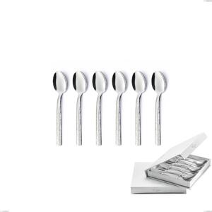 Confezione a libro 6 pezzi cucchiaini caff� Marte, Acciaio inox 18/10 (AISI304),Lavorazione martellata spessore 2.5 mm