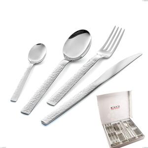 Cofanetto 24 pezzi Marte, Acciaio inox 18/10 (AISI304), Lavorazione martellata spessore 2.5 mm