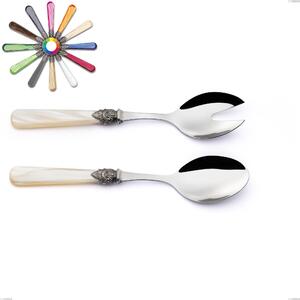 Coppia insalata Napoleon Perlato, (acciaio 18.10 aisi304), Lunghezza 236 mm manici in metacrilato