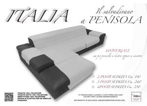 COPRIDIVANO ITALIA il salvadivano CON PENISOLA trapuntato GRIGIO CHIARO Seduta cm. 190
