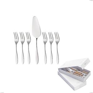 Confezione a libro 7 pezzi, forchettine pi� paletta dolce oasi, Acciaio inox Aisi 304 Posate Lucide, spessore 2 mm