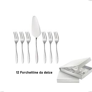 Confezione a libro 13 pezzi, forchettine pi� paletta dolce oasi, Acciaio inox Aisi 304 Posate Lucide, spessore 2 mm