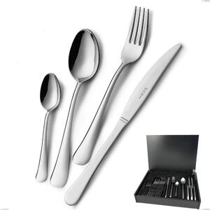 Servizio di posate 24 pezzi in astuccio di legno coltello economico Oxford, Acciaio inox 18/C (AISI430), spessore 2.00 mm