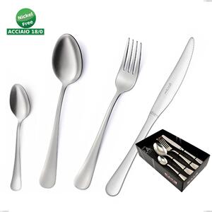 Confezione vetrina 24 pezzi coltello economico Oxford Sabbiato , Acciaio 18/0 (aisi 304) Acciaio Sabbiato, spessore 2 mm mm- posate