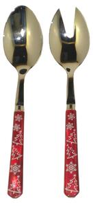 Set insalata due pezzi 22 cm PERLA ROSSO Natale in acciaio 18/C in confezione Regalo
