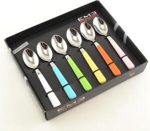 Set Cucchiaini da Caff� 6 pezzi 6 colori BRIO in acciaio 18/C in confezione Regalo Colori