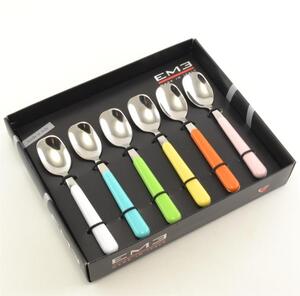 Set Cucchiaini da Gelato 6 pezzi 6 colori BRIO in acciaio 18/C in confezione Regalo Colori