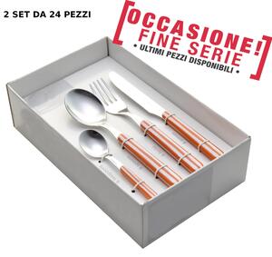 Servizio Posate 48 pezzi 12 posti tavola pezzi colorate BONITA RIGHE ARANCIO 79 ( paghi una confezione prendi due confezioni)