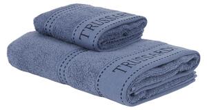 Asciugamano Con Ospite In Acrilico Dralon Ribbon 40X60 60X110 Trussardi Tinta Unita Avio Caleffi