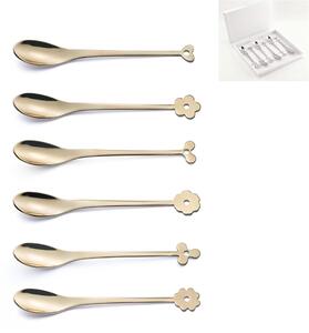 Cucchiaini Espresso e Moka CADEAU in acciaio 18.10 AISI430 112 mm set 6 pezzi ROSE' lucido in confezione a Libro