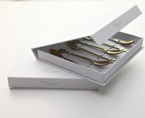 Cucchiaini Cappuccino e macedonia CADEAU ROSE' in acciaio 18.10 AISI430 126 mm set 6 Confezione a Libro pezzi ORO lucido