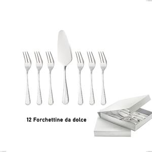 Confezione a libro 13 pezzi, forchettine pi� paletta dolce privilege, Acciaio inox Aisi 304 Posate Lucide, spessore 2.5 mm