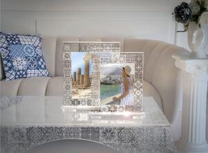 Cornice Portafoto Luminosa Doppia in Plexiglass Dimensioni 24x5x h 30 cm PER FOTO 13x18 cm trasparente argento