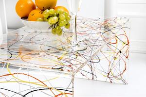 Tavolino, Basso da Th� MILVIO Dimensioni 81x40x h 36 cm, Corpo Multicolor plexiglass 8 mm portata massima 8 kg