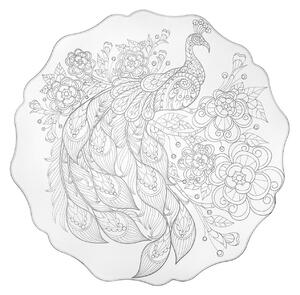 Sottopiatto in cristallo acrilico TASTY ROTONDO SMALL PEACOCK Dimensioni 22x22xh 2 cm spessore 4 mm Finemente inciso con l'elegante e fiero pavone