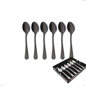 Confezione vetrina 6 pezzi caff� Royal Retr� PVD Black, Acciaio inox 18/10 antico, spessore 2.5 mm, pvd black